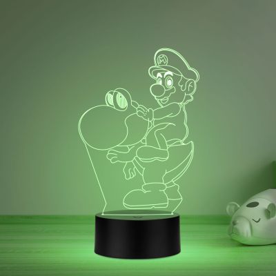 3D Illusion Mario Cartoon Night Lamp with Multicolored Light Best Gift for Children Girls Boys Gift for Cartoon Lover